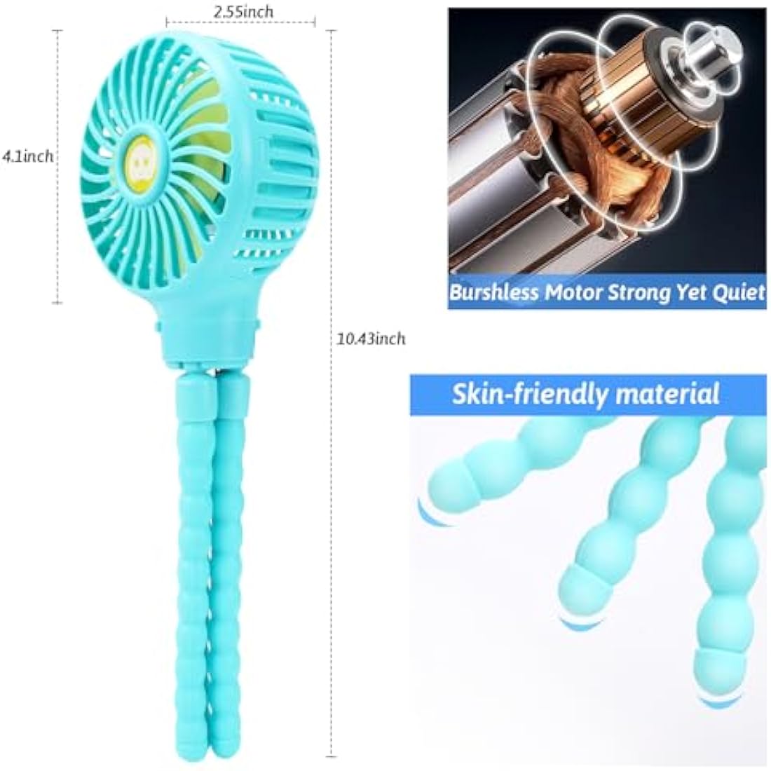 Portable Pram Fan, Personal Rechargeable USB Fans Clip On Baby Car Seat Small Mini Handheld Fan, With Removable Tripod 3 Speed 360° Rotate 2500 mAh Battery for Stroller Push Chair Crib Treadmill Bike