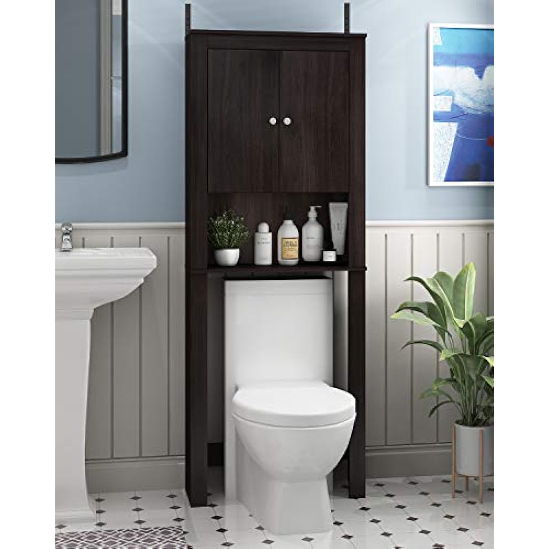 FURINNO Wall Mounted Cabinets, Wood, Espresso, one size
