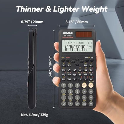 OSALO Scientific Calculator 240 Functions 2-line Display with Slide-on Cover for Secondary School Students (OS 82MS 2nd Edition)