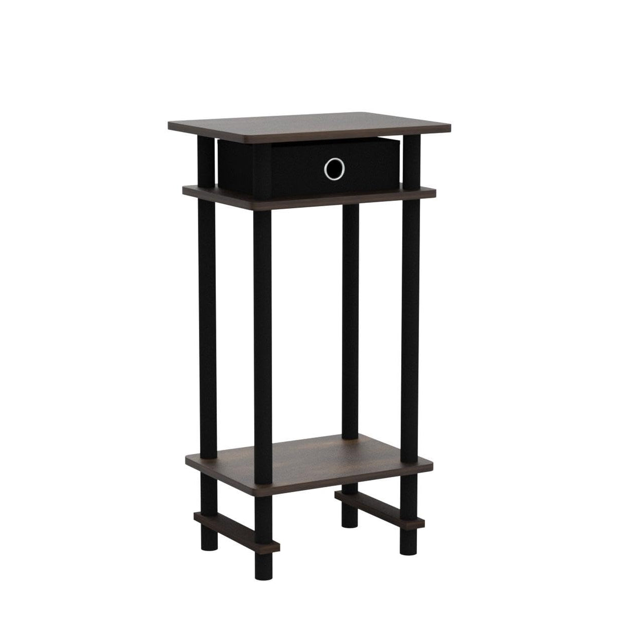 Furinno TURN-N-TUBE Side Table Set of 2, 3-Tier End Table with Storage Bin, Open Shelf Night Stand, Bedside Table, for Living Room, Bedroom