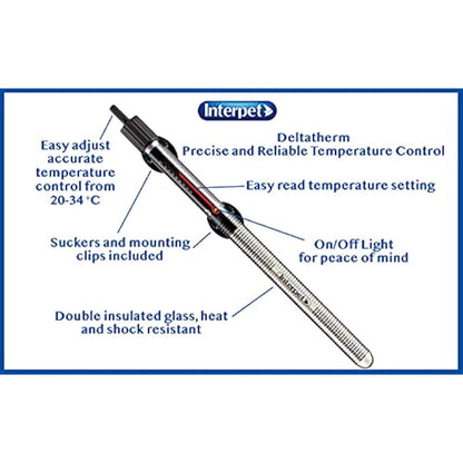 Interpet Deltatherm Aquarium Fish Tank Heater, adjustable, for Tropical and Marine, 25 W, for aquariums up to 30 litres,Black