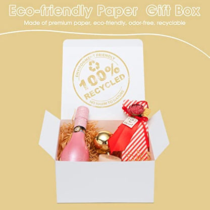 HOUSE DAY Gift Boxes 20x20x10cm Gift Boxes for Bridesmaids Kraft Gift Boxes with Lids for Crafting, Cupcake Boxes Easy Assemble Boxes 10Pack White