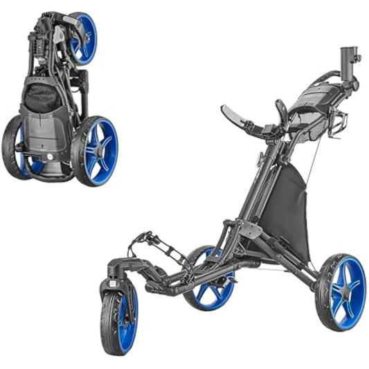 Caddytek Unisex Caddylite One - Swivel V8 Golf Push Cart Trolley, Blue