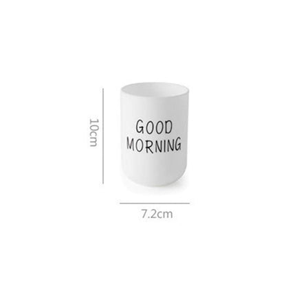 Toothbrush Holder, Good Morning Cup Toothbrush Cup, Home Travel Bathroom Washing Toothpaste Holder Plastic Tumbler CupsCOLOR:Blue