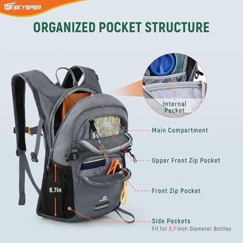 SKYSPER Hiking Backpack 15L Recycled Rucksack Travel Hiking Pack Lightweight Day Pack for Women Men