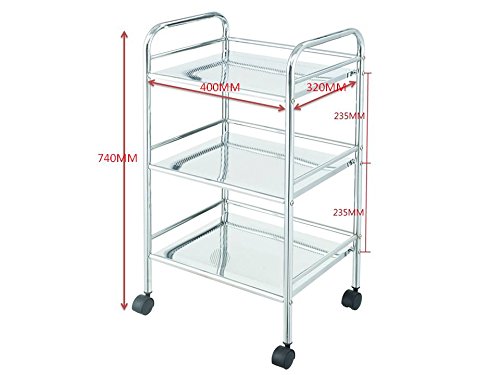 Aspect BR013 BATHROOM/KITCHEN STORAGE-LUCY 3 TIER SHELF TROLLEY-CHROME FINISH, Metal, 40x32x74cm