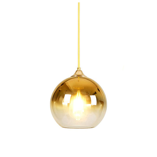 MZStech Spherical Gradient Color Glass Pendant Light Modern Glass Globe Lamp Chandelier Hanging Light (Gold, 20cm)