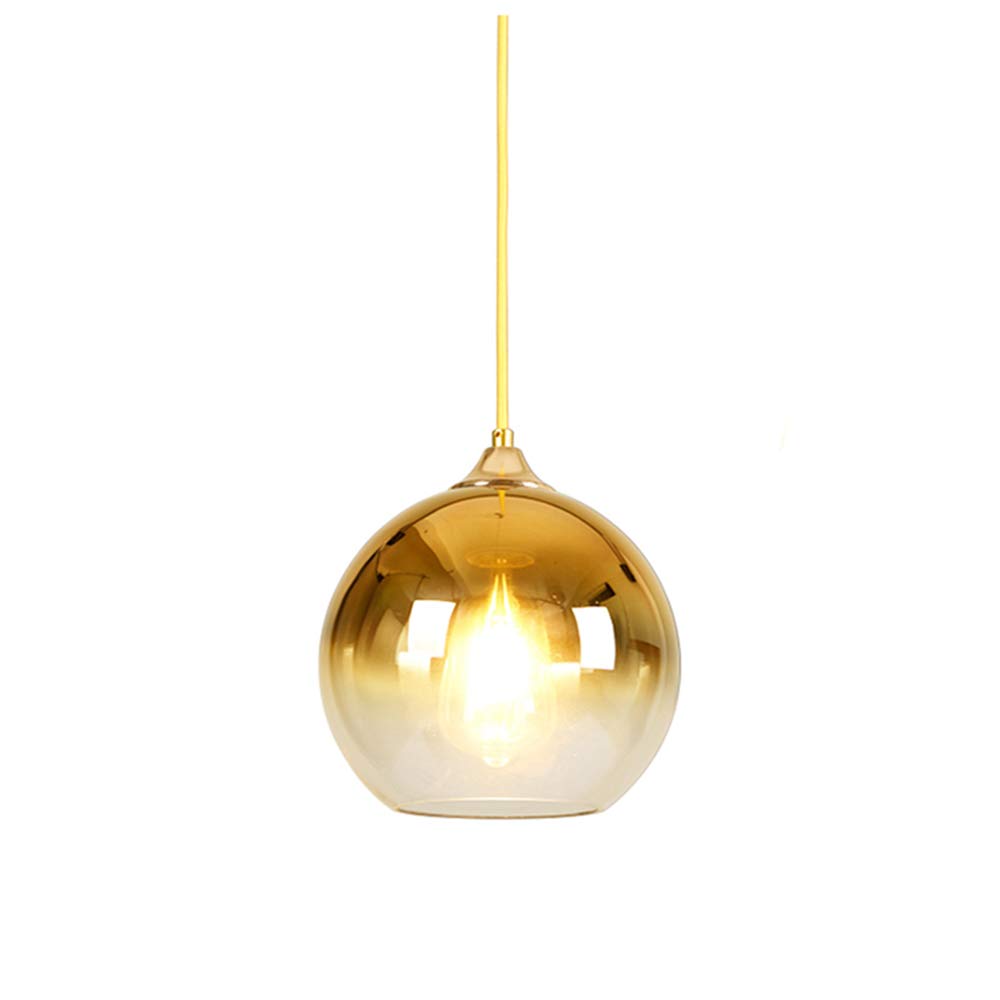 MZStech Spherical Gradient Color Glass Pendant Light Modern Glass Globe Lamp Chandelier Hanging Light (Gold, 25cm)