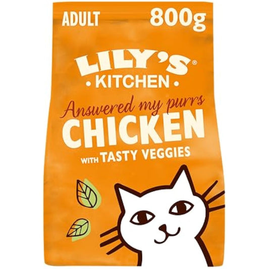 Lily's Kitchen Made with Natural Ingredients Adult Dry Cat Food Bag Chicken with Veggies Grain-Free Recipe 4 x 800g