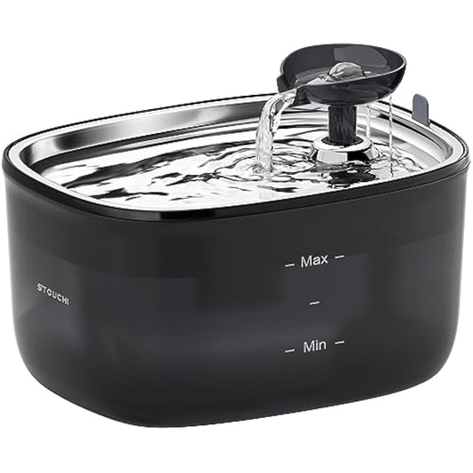Stouchi Cat Water Fountain, 2.5L Ultra Quiet LED Light BPA Free with 2 Activated Carbon Filters,Dog Water Fountain Transparent Water Tank