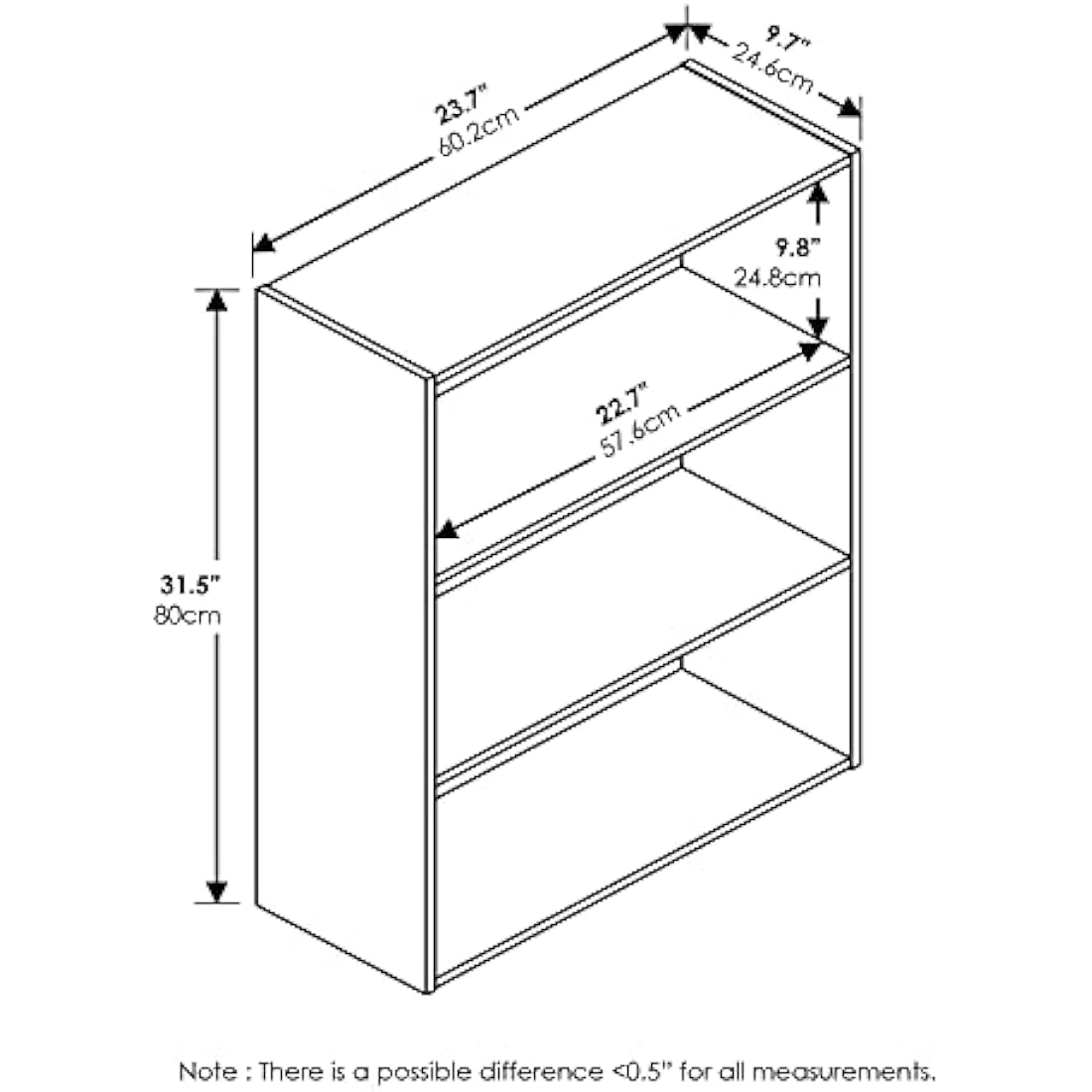 Furinno Pasir 3-Tier Open Shelf, Columbia Walnut