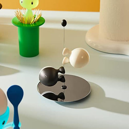 Alessi Lilliput Salt and Pepper Set with Magnetic Base, Black/ White