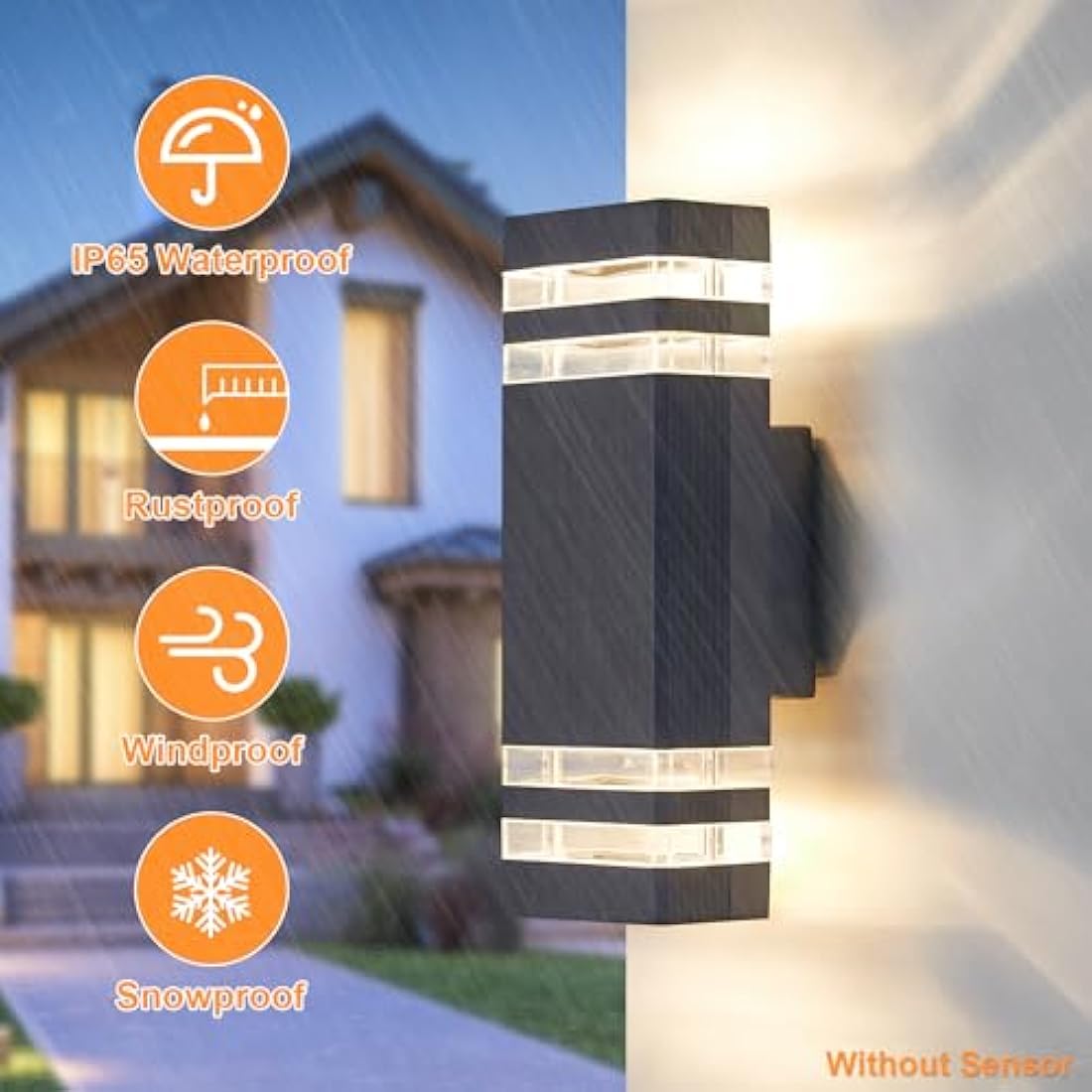 CELAVY Outdoor Wall Lights Mains Powered Outside Up Down Lights, IP65 LED Porch Front Door Light, Waterproof Square GU10 Exterior Modern Lighting External Sconce for House 2 Pack, Anthracite Grey