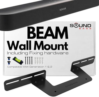 Soundbar Mount for Sonos Beam Compatible with Generation 1 & 2 Sonos Beam Sound Bar Includes All Necessary Mounting Hardware, Mounts Bracket, Black