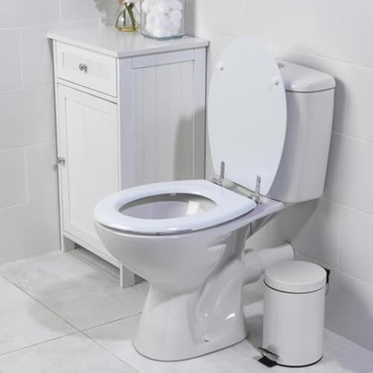 Beldray Toilet Seat - O Shaped White Tongue & Groove Wooden Cover, 18 Inch 36 x 42.8 cm, Fits Most Standard Sized Toilets, Stainless Steel Hinges, Simple Fitting, Quick Release For Easy Cleaning