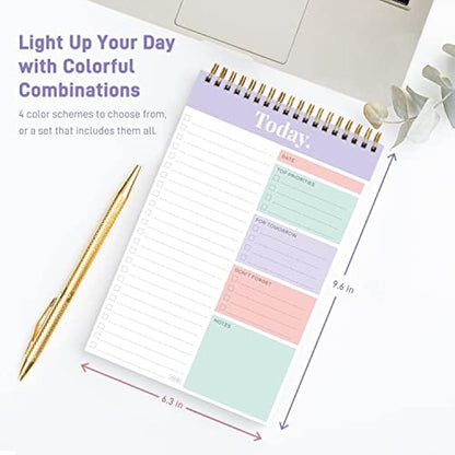 SWEETZER & ORANGE S&O Daily Planner Notepad for Productivity - 52 Page Every Day To Do Logbook- Undated Guide and Organizer - Routine work List Journal- Coiled Regular Task pad - MAUVE