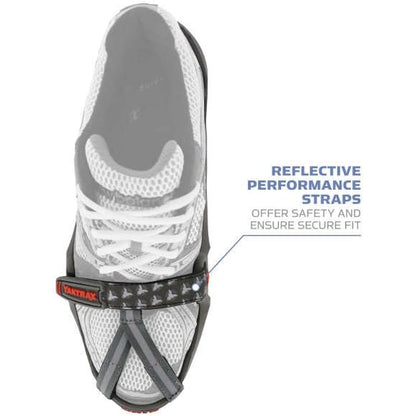 YAKTRAX RUN Ice & Snow Grips For Running Shoes, 3mm Carbide-Steel Spikes & 1.4mm Stainless-Steel Coils, Provides Traction In Ice & Snow, Grey