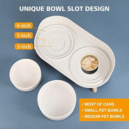 Raised Ceramic Cat Food Bowl Set - Elevated Dog Bowls with Non-Slip Stand - Tall Cat Dishes - 2 x 480 ML - 16.2 OZ