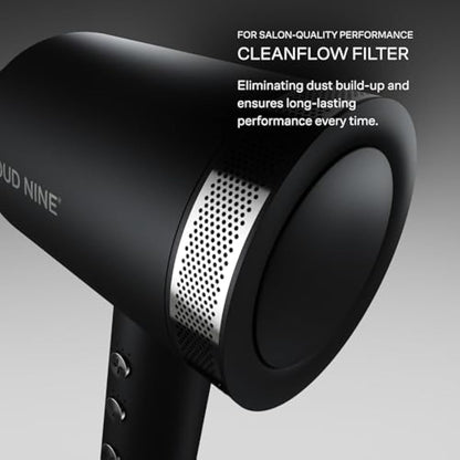 CLOUD NINE The Airshot Pro Hair Dryer | Powerful Salon Self Clean Mode Long Lasting Temperature Control | Eco Precision Motor Magnetic Diffuser | 1600W Lightweight & Portable