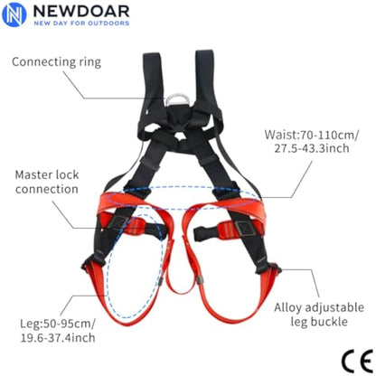 NewDoar Climbing Harness CE Certification Rock Climbing Rappelling Equipment Full Body Harness Guard Protect Rappelling Rescuing Equipment