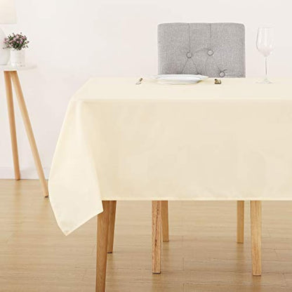 Deconovo Home Decorative Oxford Wipeable Tablecloth Rectangle Water Resistant Tablecloth for Chipboard Table 130x220cm(51x87in) Beige
