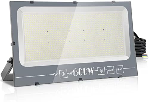 Loyal 600W LED Floodlight, 3000K Warm White 60000LM Outdoor Security Light, IP65 Waterproof Wall Light, Spot Lighting for Garden, Garage, Playground, Patio