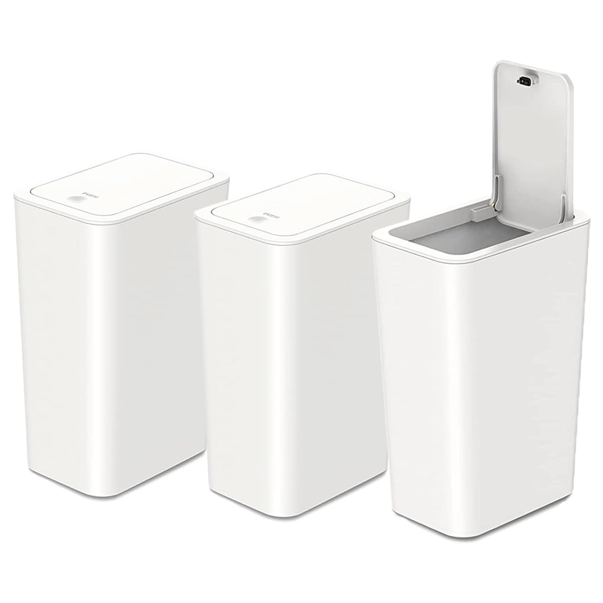 Umtiti 3 PCS 10 L / 2.6 Gal Garbage Can with Pop-up Lid.Small Trash Can with Lid, Waste Basket for Kitchen, Bedroom, Office，Bathroom. WH-3pcs