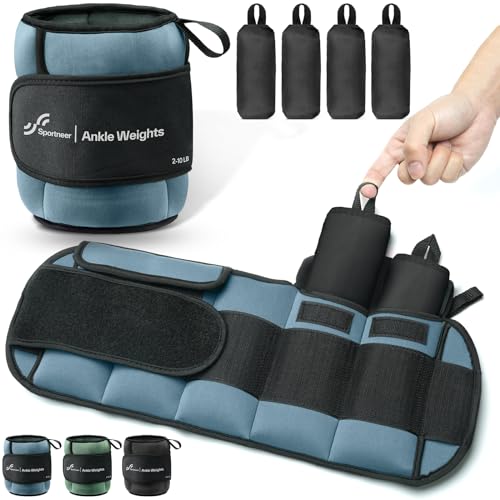 Sportneer Weight Cuffs, Adjustable Weights for Legs and Arms Ankle Weights Set, Weight Cuffs Foot with Adjustable Straps, 0.9-4.5 kg (per Ankle) / 1.8