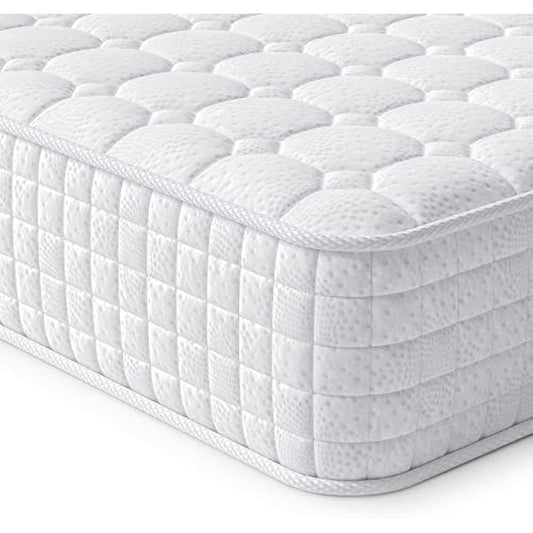 Vesgantti European Small Single Mattress 80x200cm - 10 Inch Hybrid Mattress with Breathable Memory Foam and Individually Pocket Spring - Medium Firm, White