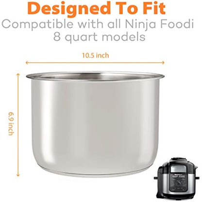 Sicheer Replacement Stainless Steel Pot Inner Pot Replacement for Ninja Foodi 8L