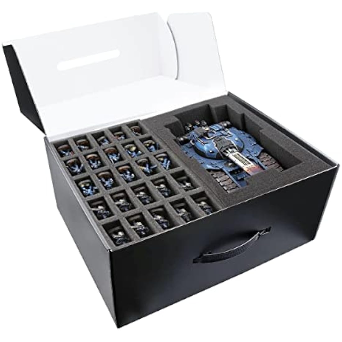 Jucoci Miniatures & Figure Storage Case with Customizable Foam to Carry Various Sizes for WH40K, WH AOS, Xwing, Infinite, and DND Miniatures(Compatible with Infanties and Large Units