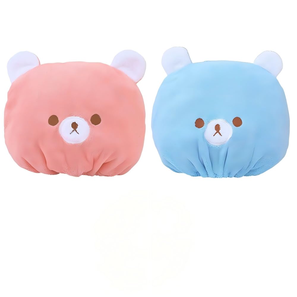 JLEivvi 2PCS Bath Caps, Absorbent Hair Drying Wrap Towel Hair Towel Wrap ，Cute Bear Dry Hair Caps Hair Drying Wrap Towel Bath Head Wrap Drying Turban