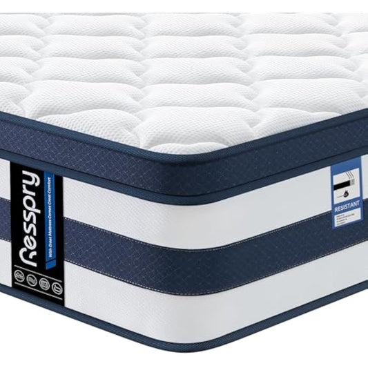 Resspry Single Mattress 3FT, 12 Inch Memory Foam Sprung Hybrid Mattress, 9-Zone Personalized Support for All Sleepers, Medium Firm Puffy Collection, 100 Night Home Trial