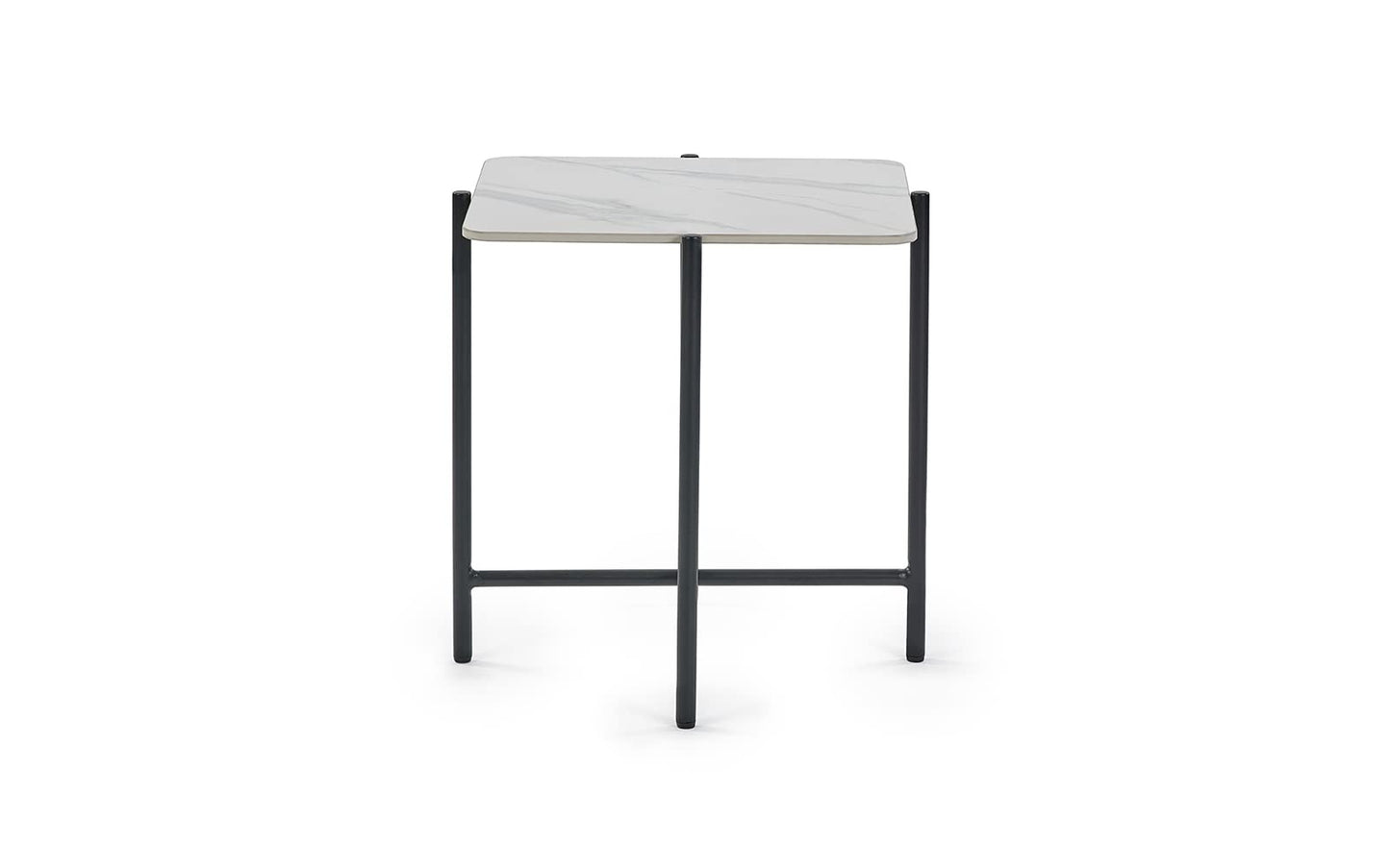 Julian Bowen Siena Square End Table, White Marble Effect - H55 x W50cm
