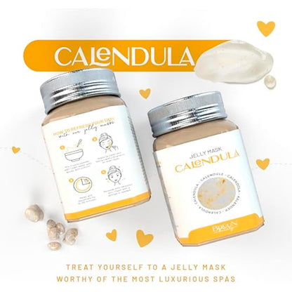 BRÜUN Jelly Mask Jar Calendula Peel-Off Face Care Rubber Mask | 23 fl oz Skin Care Moisturizing Gel Mask Jar Spa Set