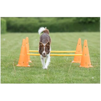 TRIXIE Pylon Obstacle Set – 6 pylons – 3 poles – variable height adjustment: 6 cm / 13.5 cm / 20 cm – orange/yellow – 32091