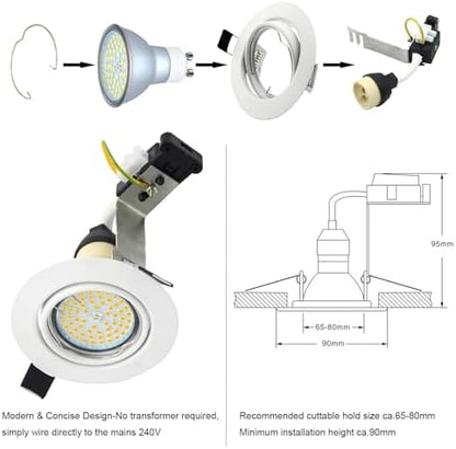 HiBay 10x LED Downlights GU10 Recessed Ceiling Lights Spotlights Round White Spot Light Fittings Indoor 240V