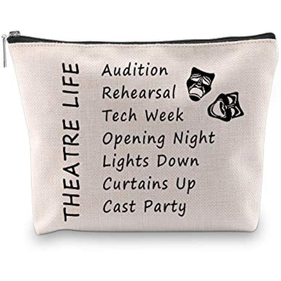 PXTIDY Theatre Life Makeup Bag - Drama Theater Gifts for Actor Actress - Cosmetic Pouch (Beige)