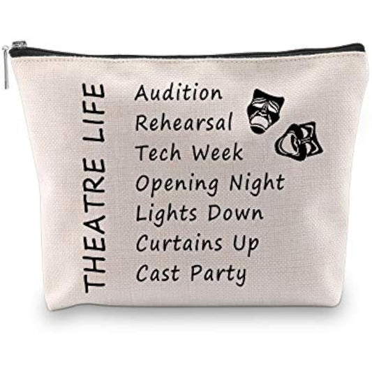 PXTIDY Theatre Life Makeup Bag - Drama Theater Gifts for Actor Actress - Cosmetic Pouch (Beige)