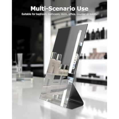 NEZZOE Rectangular Makeup Mirror, 12 Inch Metal Desk Mirror, Table Mirror with Stand, Vanity Mirror for Counter, Bedroom, Bathroom, Dorm