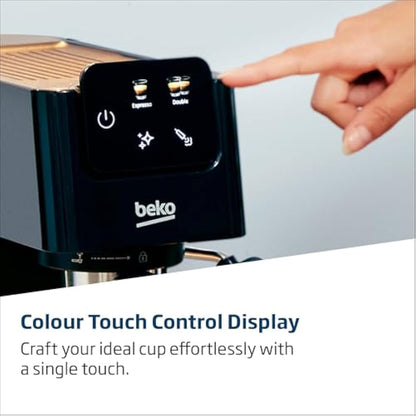 Beko CaffeExpertoTM CEP5302B Manual Espresso machine | Colour Touch Display | Integrated Milk Frother | Dual Nozzle | 15 Bar pressure | Black | Easy cleaning