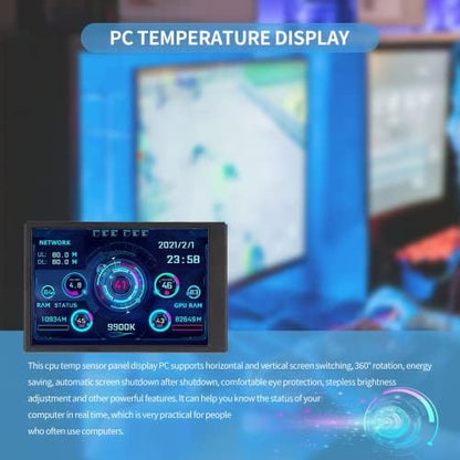 GOWENIC 3.5in Mini IPS Screen, Portable USB C AIDA64 CPU RAM Data Monitor Computer Temperature Display PC Sensor Panel Display, 360° Rotation, Only Support for Windows System