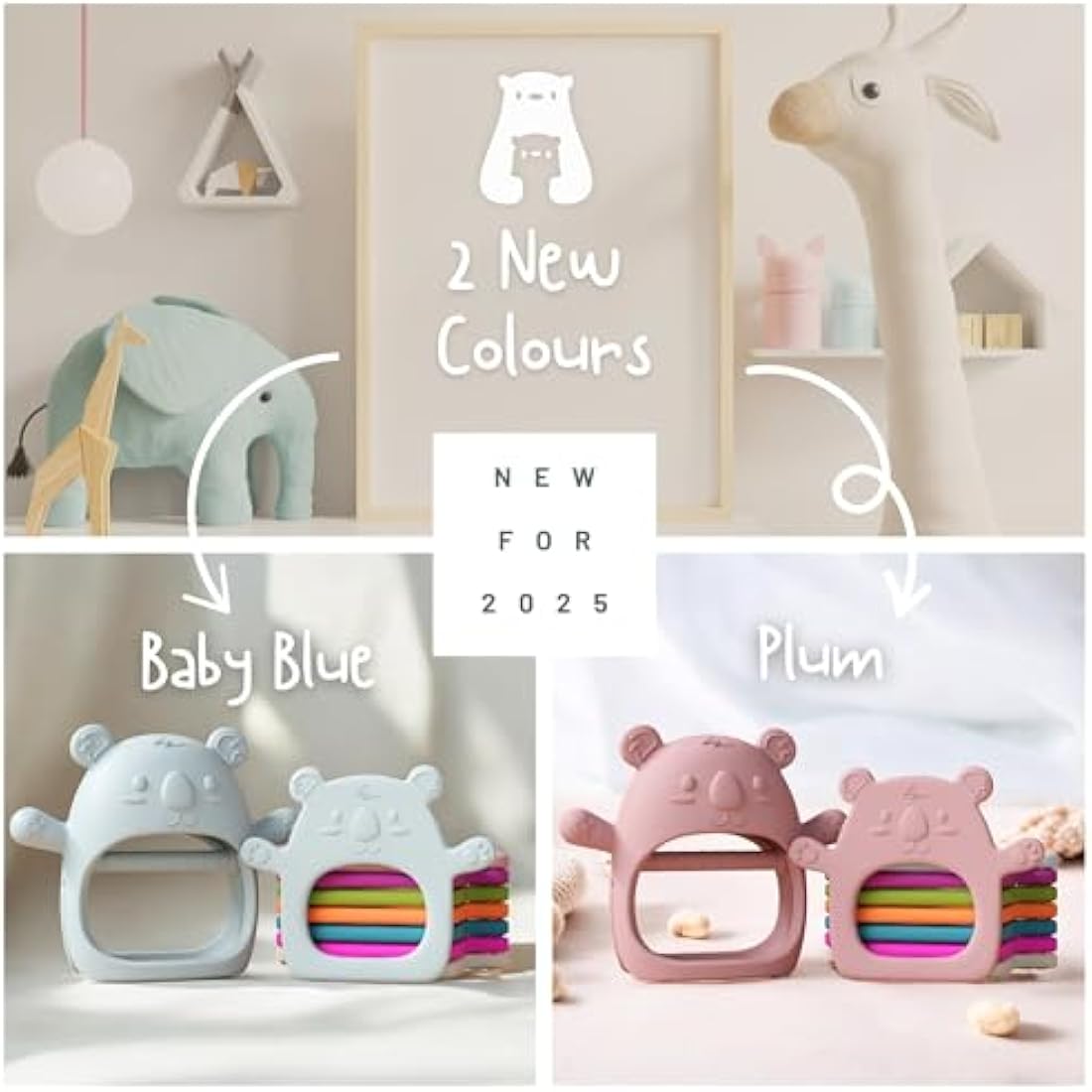 Infatot® Teething Toys for Baby Gifts – 2-Pack Koda Koala Teether Mitten Glove, Soothing Hand Teethers for Infants, Baby Toys 0-6 Months and Up, Newborn Essentials for Teething Relief, Cream