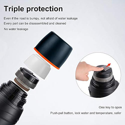 LOKPESCO Travel Flasks for Hot and Cold Drinks 2L/70oz, Stainless Steel Vacuum Insulated Flask, Thermal Carafe Flask, Hot Water Bottles with Drinking Mug for Hiking/Camping and More (Navy, 2L)