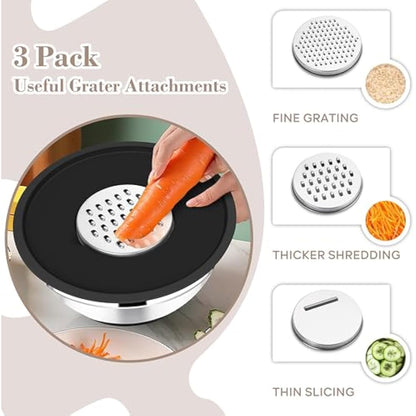 Onader Stainless Steel Mixing Bowls, 6-Piece Metal Salad Bowl for Kitchen Baking Cooking Serving, Airtight Lids & 3 Graters & Silicone Bottom, Size 0.7/1.2/1.6/2.5/2.8/4.6QT - Black