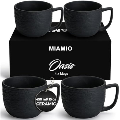MIAMIO - 450 ml Coffee Mugs/Mug Set of 4 - Ceramic Mug for Coffee, Latte, Cappuccino, and Tea - Oasis Collection
