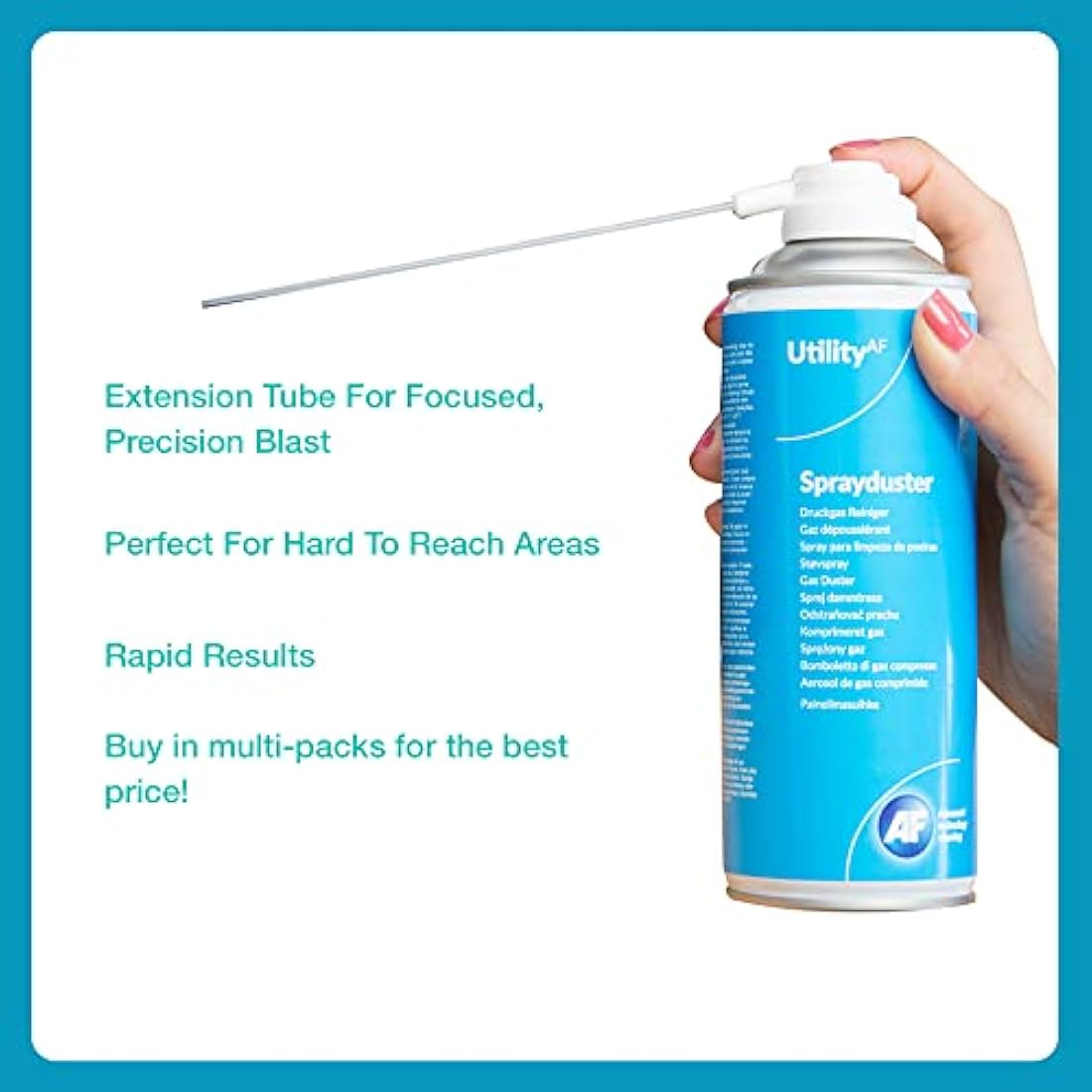 AF Invertible Sprayduster / Air Duster Compressed Gas - Flammable - Removal of Dust and Debris from Electronics - 4 x 200ml Pack, HFC200UT4PK