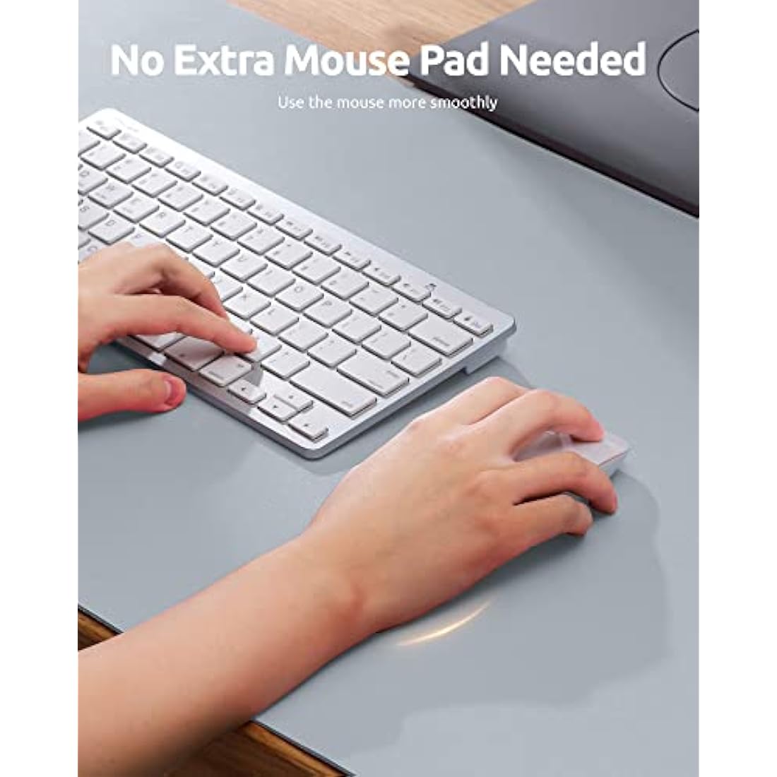 YSAGi Leather Desk Mat, Large Mouse Mat, Non-Slip Desk Pad, Waterproof PU Leather Table Protector Writing Pad for Office and Home (90 x 43 cm, Light Grey)