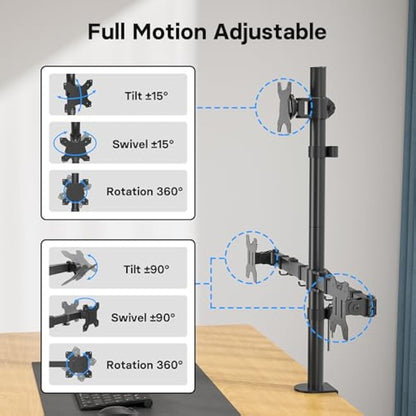 Bontec Monitor Halterung 3 Monitore, Höhenverstellbar, 360° Drehbar, Für 27-32 Zoll Monitore, Max. 30kg Pro Arm, Zwei Installationsoptionen, Für Büro und Gaming, VESA 75x75/100x100mm