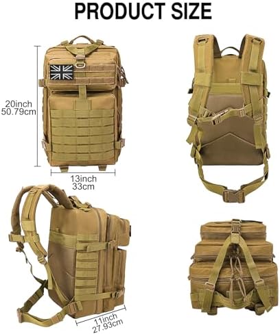 WOLT | Tactical Backpack for Men 45L Military Backpack Large 3 Day Assault Pack Rucking Backpack for Survival Hiking